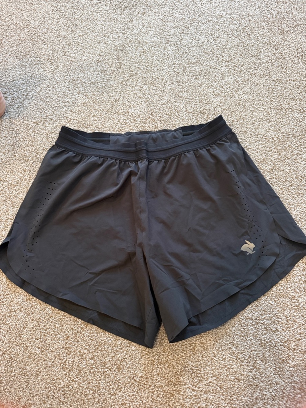 Mens Rabbit Black Performance Running Shorts with Reflective Logo 5”